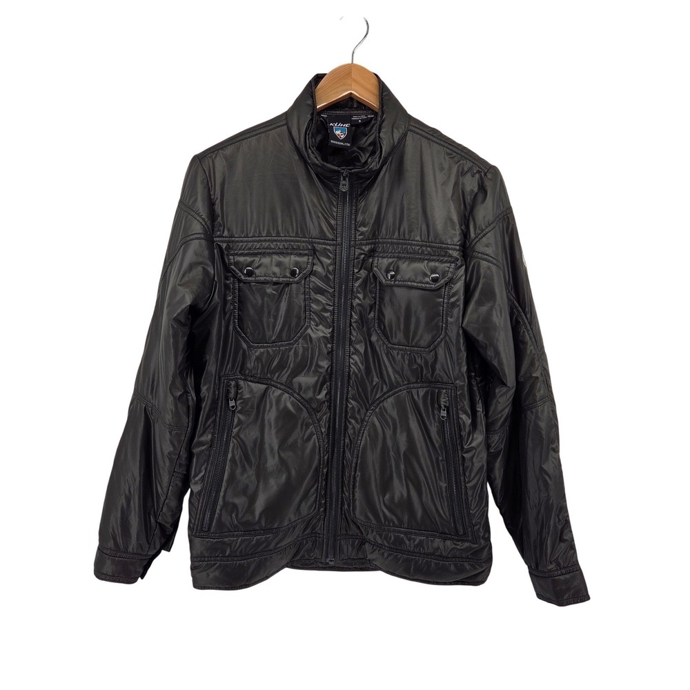 Kuhl Revolt Mens Puffer Jacket‎ Black Pertex Primaloft Moto Pockets Small